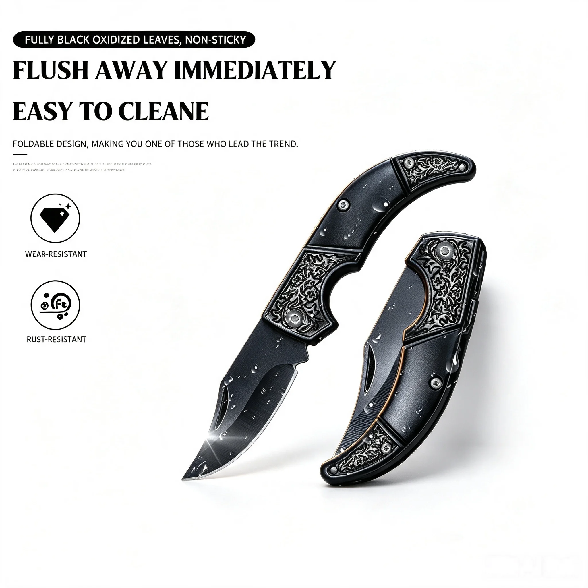 Vintage Collectible Pocket Knives - Canivete dobrável vintage gravado, lâmina de