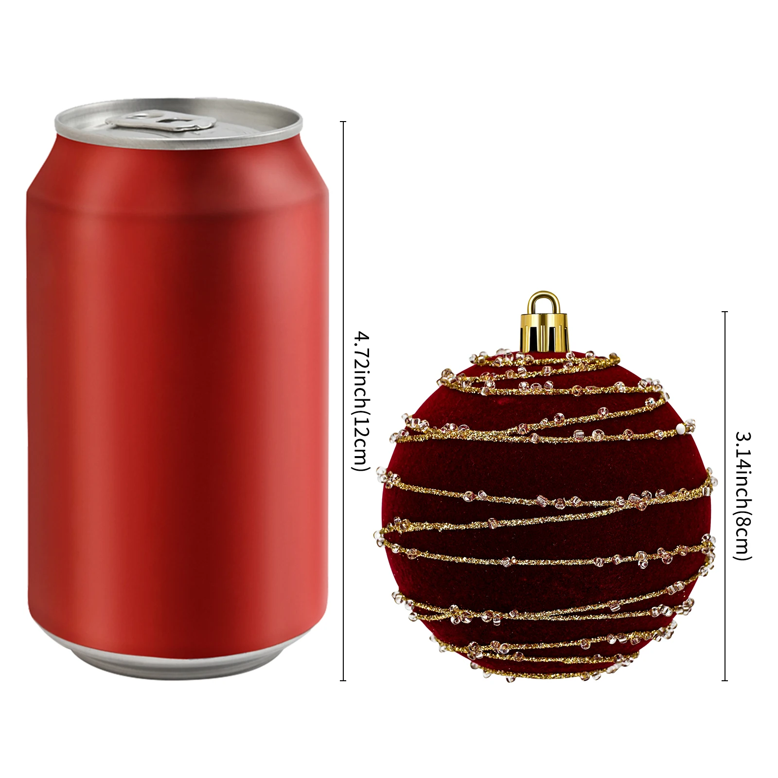 9 قطع من كرات زينة عيد الميلاد باللون الأحمر القرمزي، مصنوعة من مادة قطيفة، مناسبة لتزيين أشجار عيد الميلاد