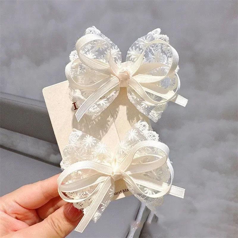 

2Pcs/Set Cute Bows Baby Hair Clips Lace Bowknot Infant Girls Hairpin Barrettes Headwear Kids Hair Accessories
