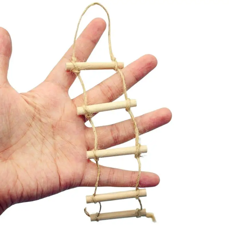 1Pcs Dollhouse Mini Wooden Hemp Rope Hanging Ladder Pet Gardening Miniature Scene Model Toys Doll House Accessories