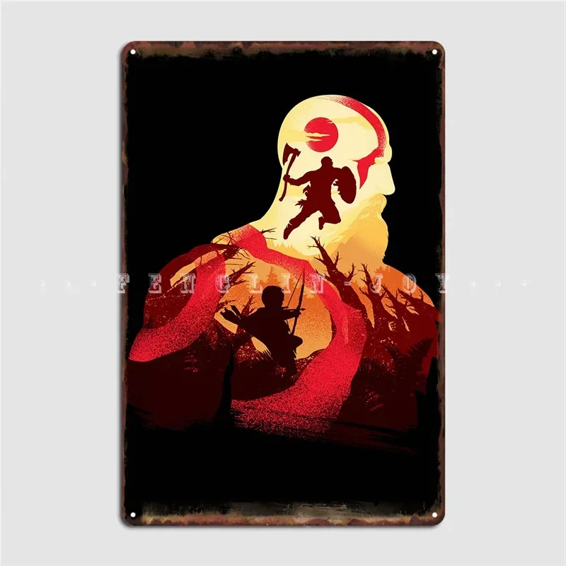 God Of War Kratos Metal Sign Cinema Kitchen Wall Decor Home Funny Tin sign Posters