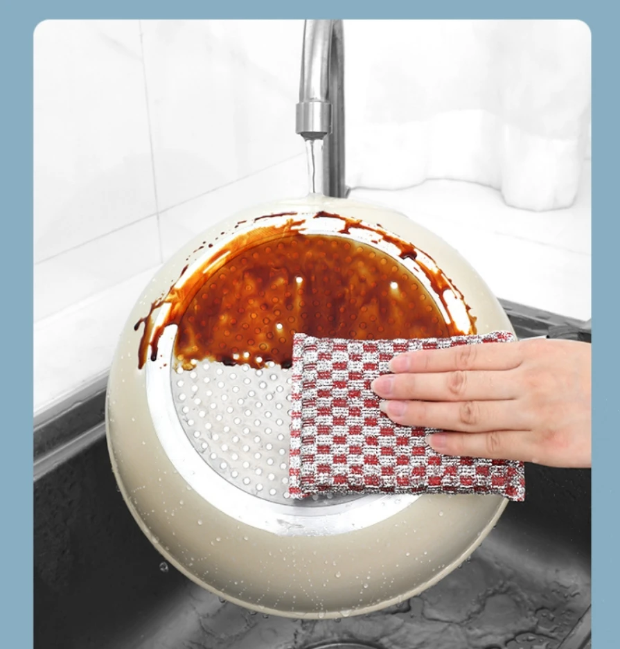 8pcs Kitchen Cleaning Tools: Steel Wool Scrubber, Dishcloth, Sponge, Dishwashing Cloth, Bowl Brush