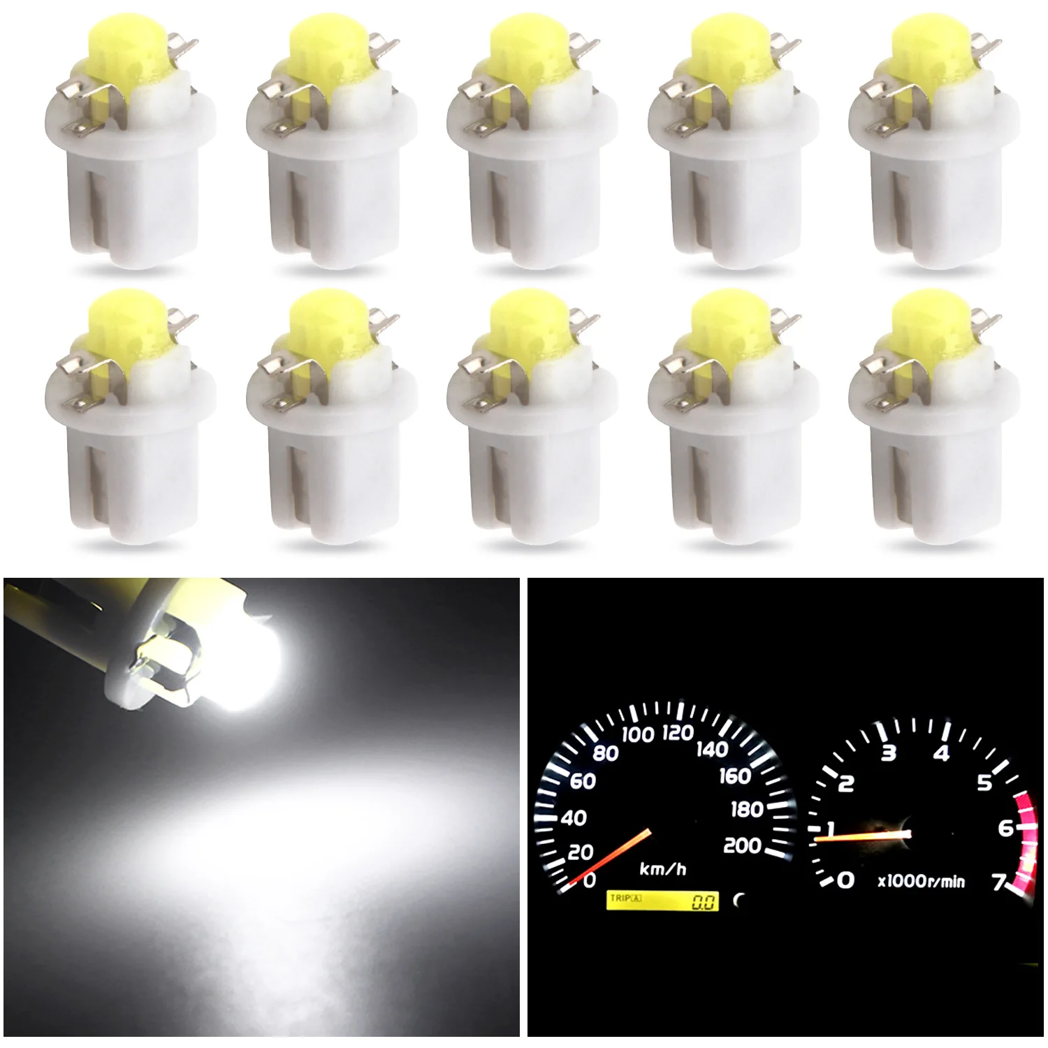 Wholesale！100X T5 B8.4D B8.3D B8.5D Led Bulbs COB Instrument Dashboard Side Indicator Lights LED Cluster Guage Light 12V