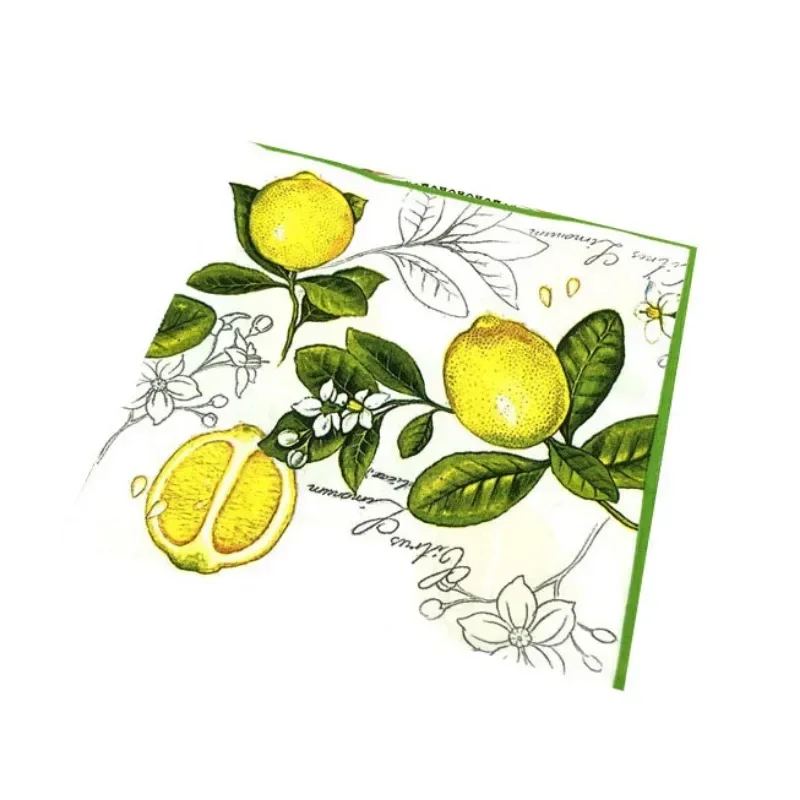 Tough Colorful Printed Napkin Paper Towel Towel Lemon Fruit Party Applicable Wine Glass Decoration Paper Placemat 2Ply 20pcs/pac