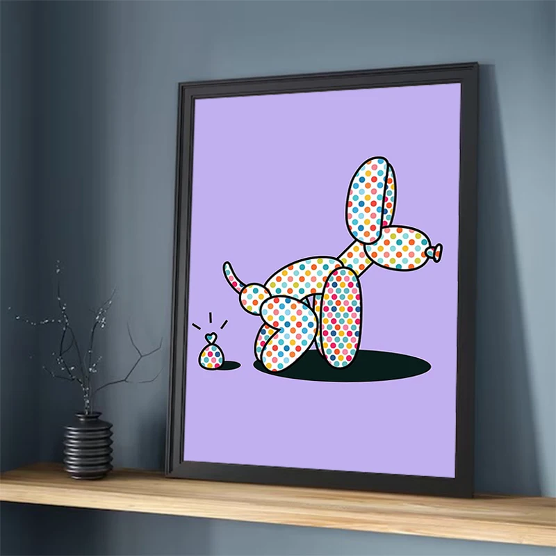 

Pink Balloon Dog Modern Funny Posters Classroom Decorations for Home Decorative Picture Gift Wall Decoration Items Office Decor