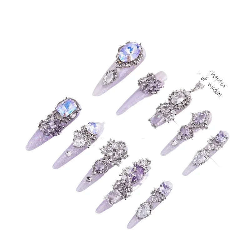 

Purple dream, Dongzhou crystal pure hand-worn armor, luxury zircon manicure