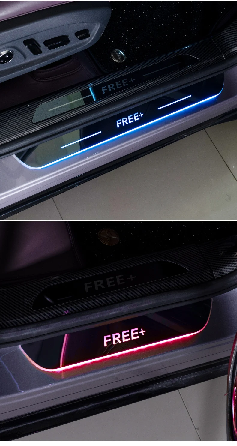 4PCS For 2024 2025 Voyah Free+ Car Door Sill Light Threshold Projector Lamp Threshold USB Power Moving LED Welcome Pedal Plate