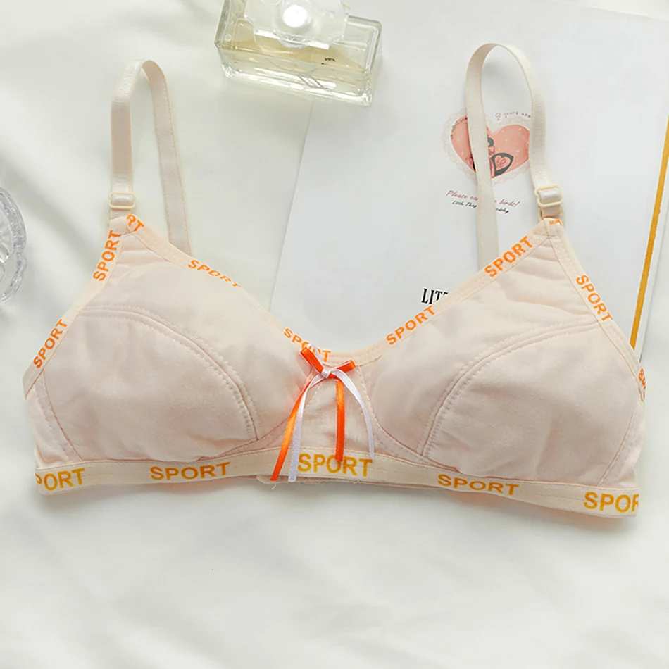 Women Fresh Daily Wear Comfortable Gathering Bra Fashion Personality Two Row Button Casual Underwear Youthful Development Bra