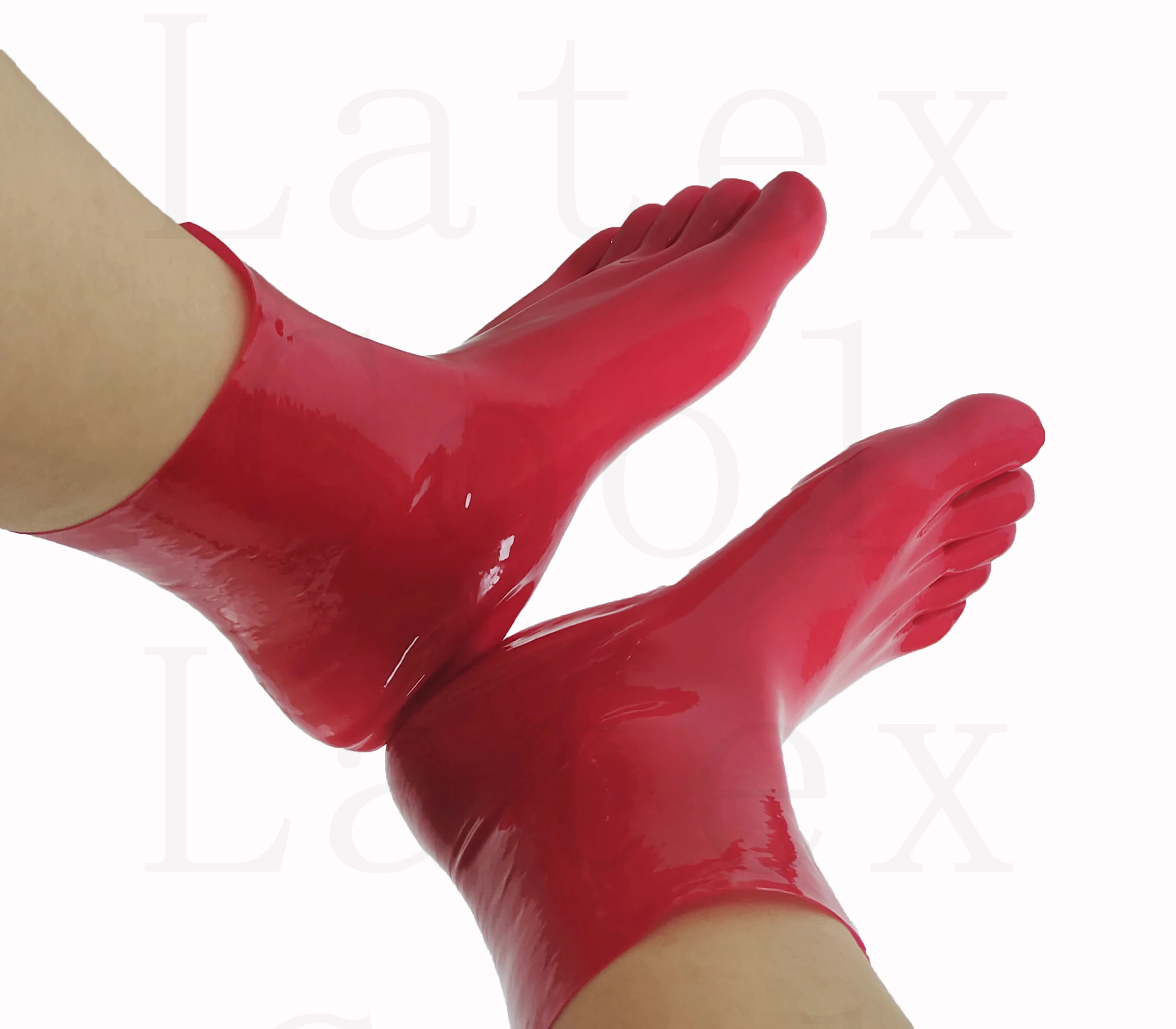 

rubber Gummi 100% Latex Red short five finger socks Size S-XL 0.4mm