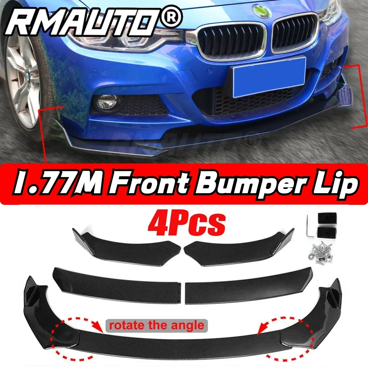 4Pcs Universal Front Bumper Lip Carbon Fiber Splitter Diffuser For KIA For Subaru For Honda For Toyota For BMW For Benz Body Kit