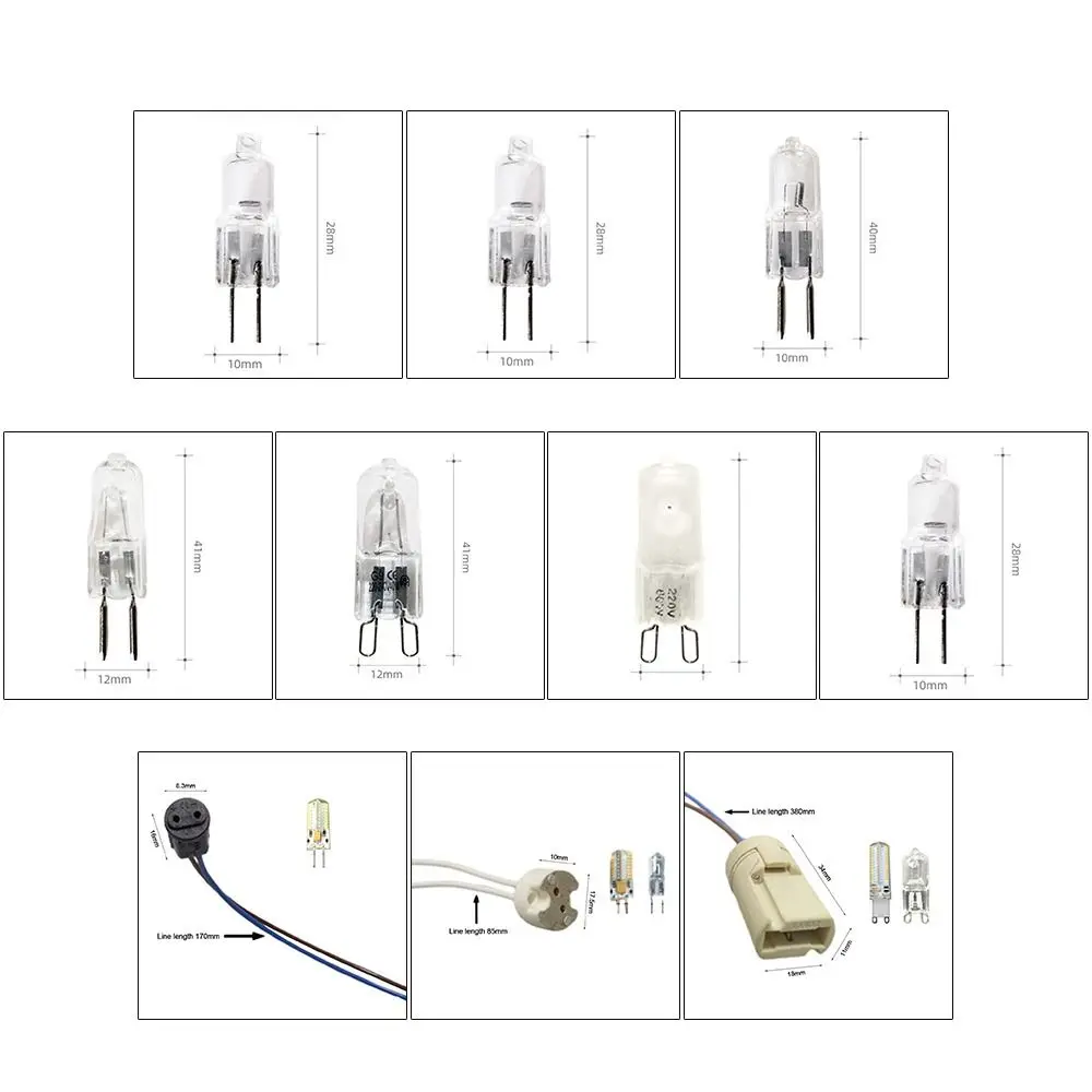 5pcs 2023 Glass tube G4 G5.3 G9 halogens Bulb 12V/220V 10W 20W 35W 40W Ceramic Lamp Dimmable Halogen Light simulation