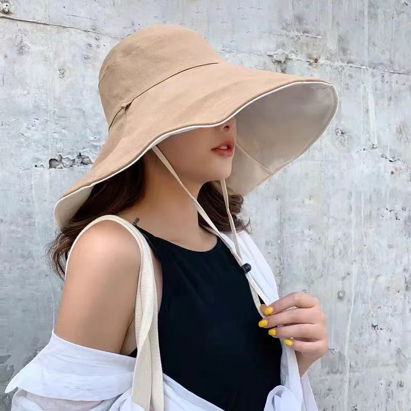 Double-sided Foldable Bucket Hat For Women Girls Summer Sun Hat Visor Fisherman Cap Anti-UV Wide Brim Sunscreen Hats Caps