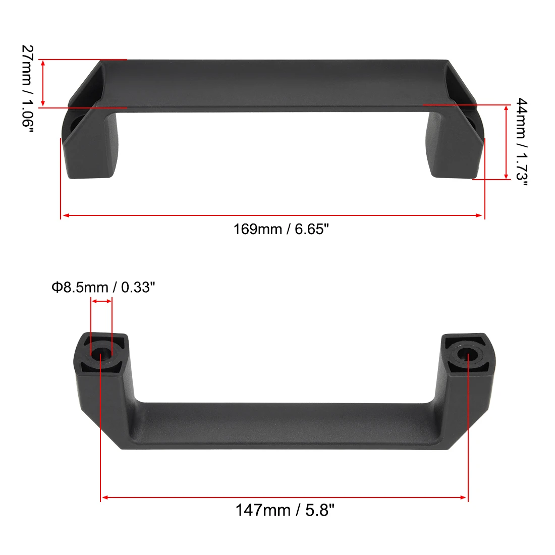 1/4Pcs Plastic Pull Handle 87mm/90mm/116mm/147mm Hole Centers for Luggage Case Mechanical Equipment Drawer Cabinet Handle Pull