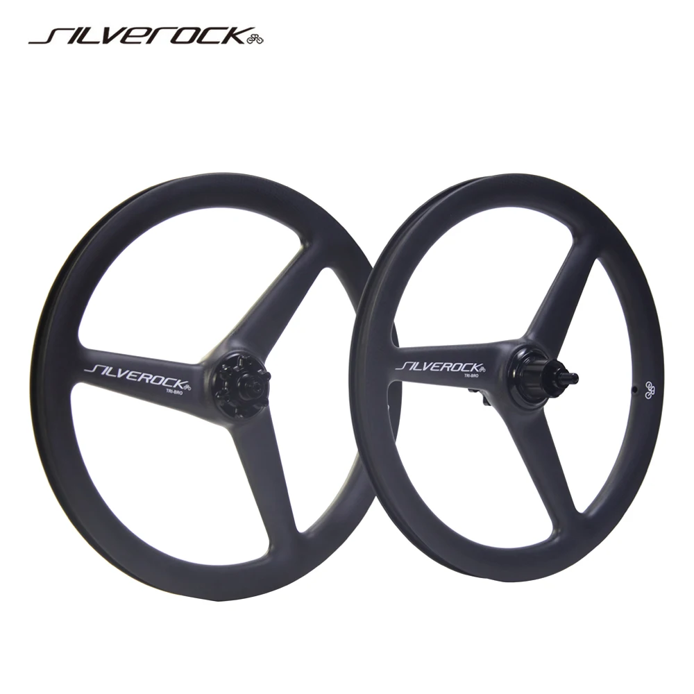 SILVEROCK Trispoke Carbon Wheels 16in 349 Disc Caliper Brake 7 Speed 74mm 112mm for BROMPTON PLINE TLINE CLINE Folding Bikes