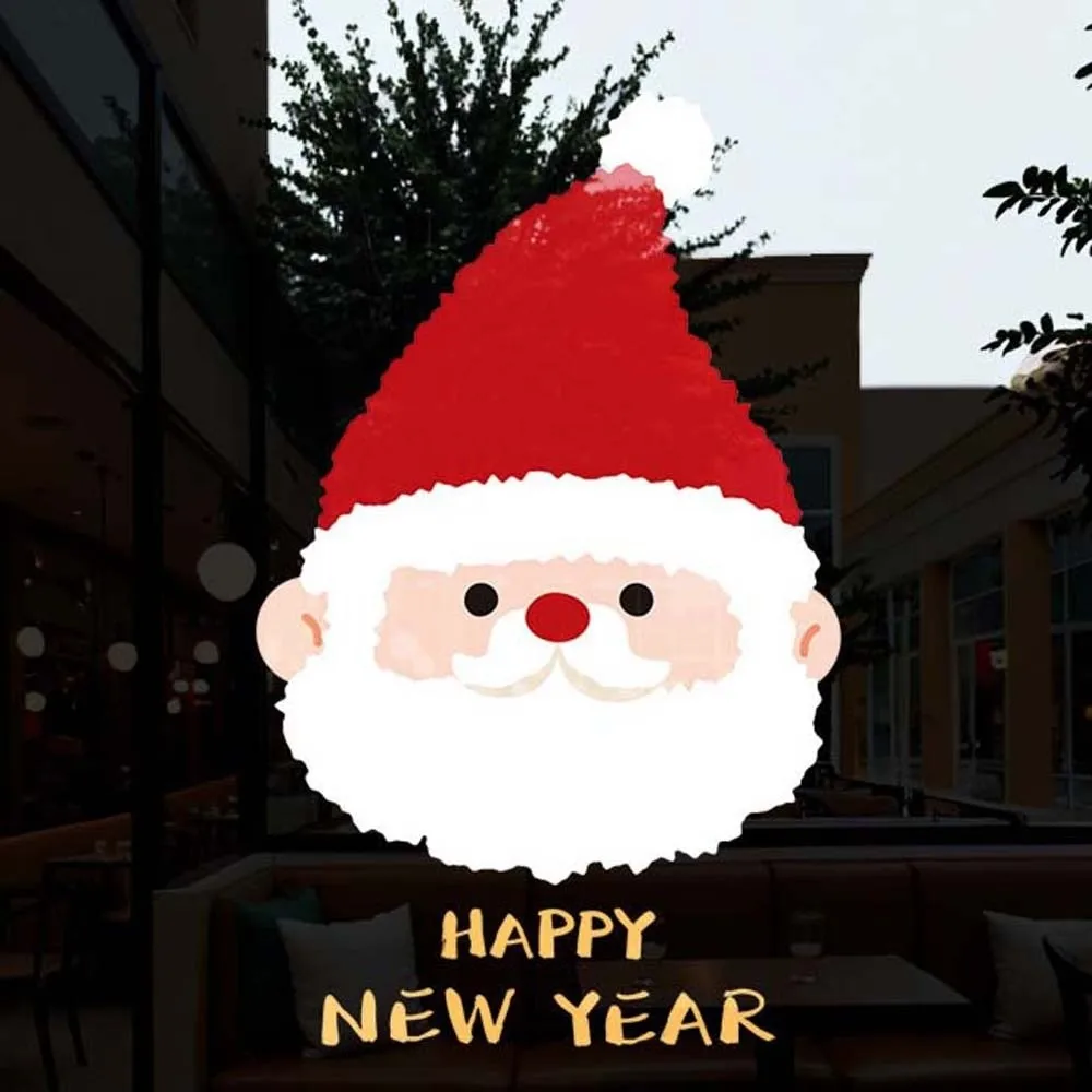 Colorful Santa Claus Stickers Anti-collision Christmas Tree Glass Electrostatic Film Visible on Both Sides Foldable