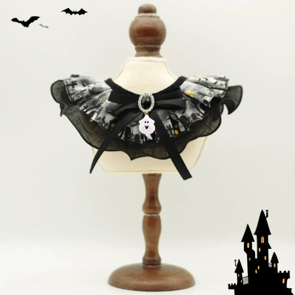 Creative Pet Halloween Lace Collar Bell with Sound Adjustable Cat Dog Ghost Necklace Cute Exquisite Pet Bib Scarf Puppy view 3