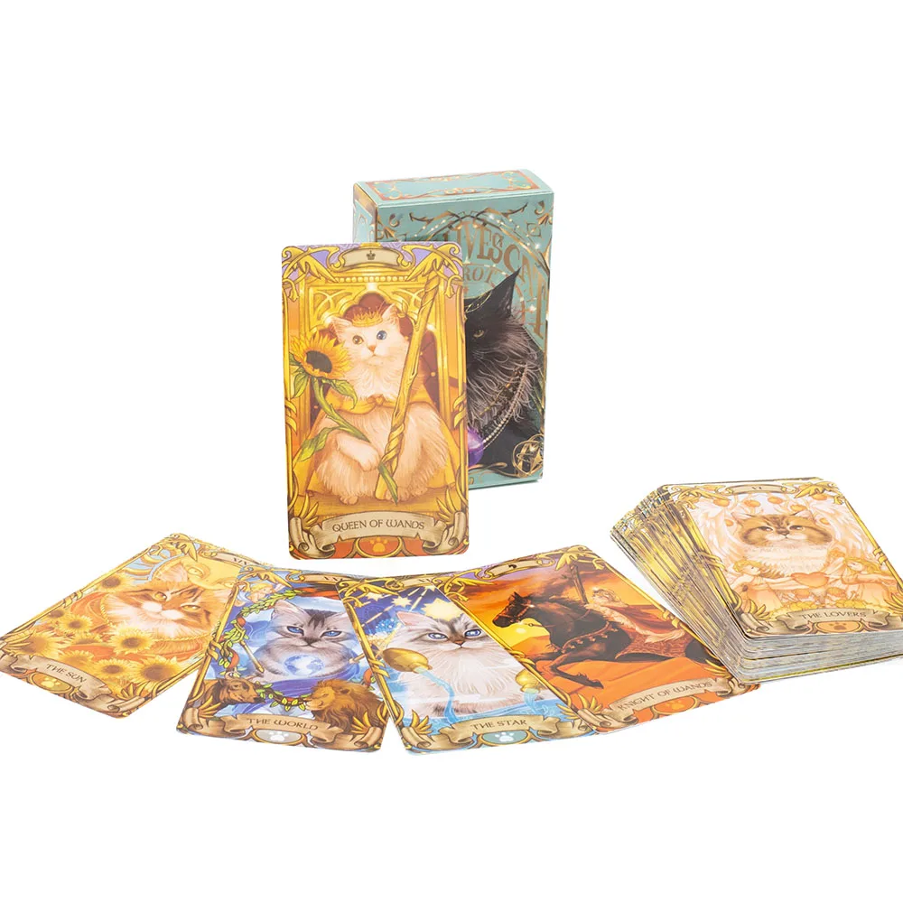 10.3*6Cm Nine Lives Cat Tarot Card Deck For Feline Fortune Telling And Guidance