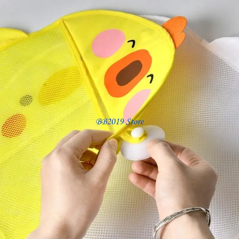 Q0KB Mesh Bath Toy Large Opening Bathroom Toy Holder Great Capacity Bathtub Toy Storage Bag with Suction Cups