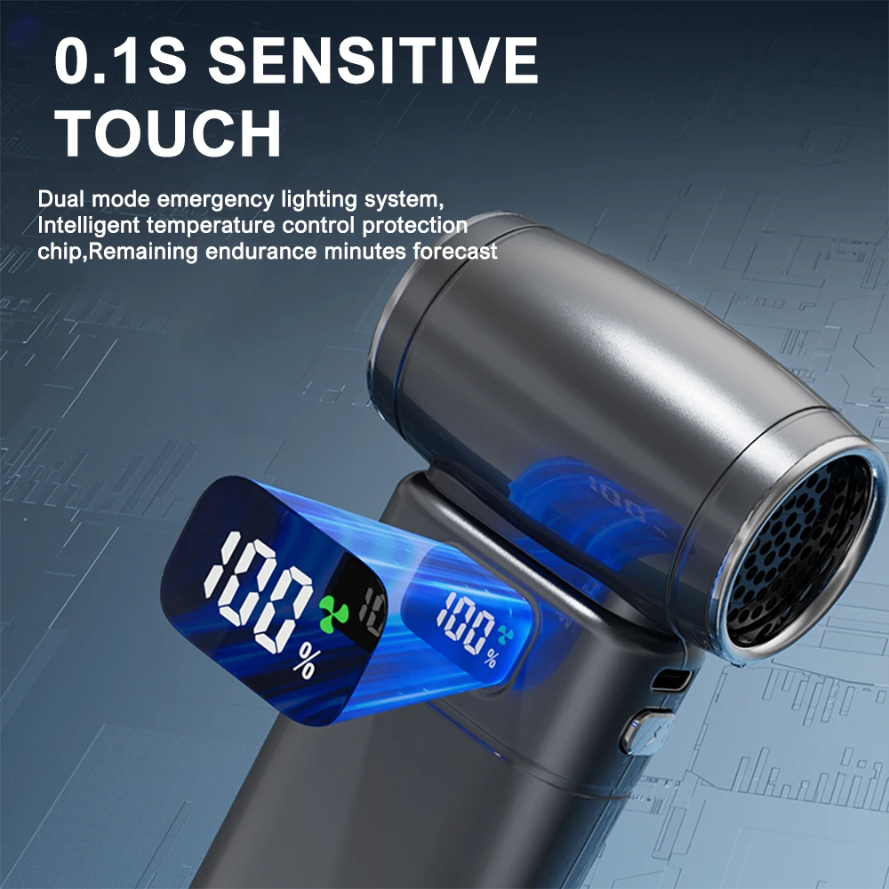 Violent Fan 200000RPM Powerful Air Blower Vacuum Dust Cleaner Type-C Charging Strong Winds 53m/s Brushless Turbo Jet Blower ﻿Fan