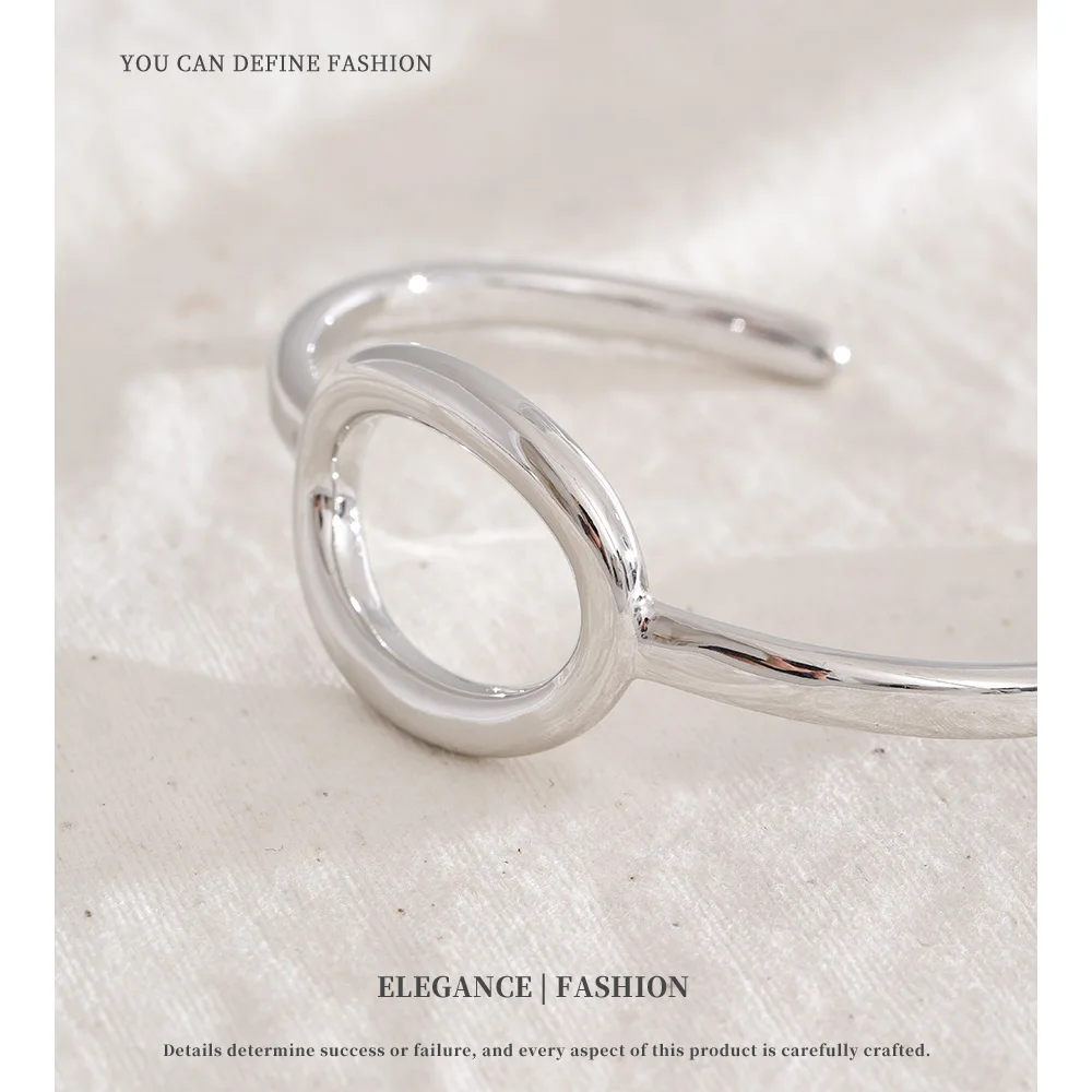 NiNice الفولاذ المقاوم للصدأ كم سوار بيضاوي الشكل هندسي البساطة تصميم الأزياء تحسس مقاوم للماء مجوهرات رائعة #4