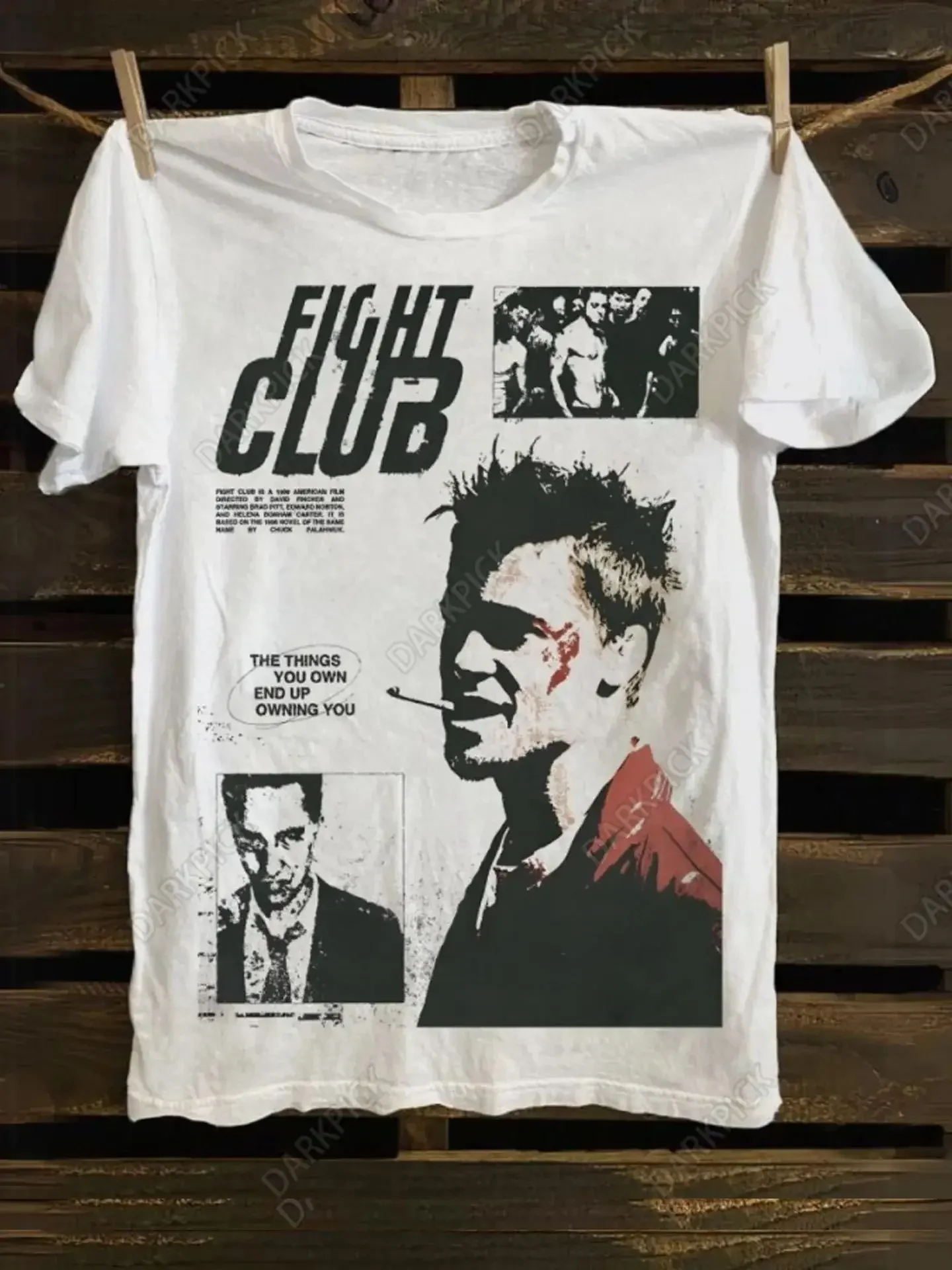 Y2k Fashion Tops 1999 Fight Club Movie Grafikdruck T-Shirts Vintage O Neck Streetwear Lässige lockere T-Shirts Fans Geschenk Unisex – Detail 6