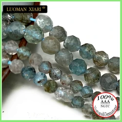 Fine 100% Natural Stone Beads Faceted Apatite Loose Round Gemstone Crystal For Jewelry Making DIY Bracelet Necklace Charm 2-4mm