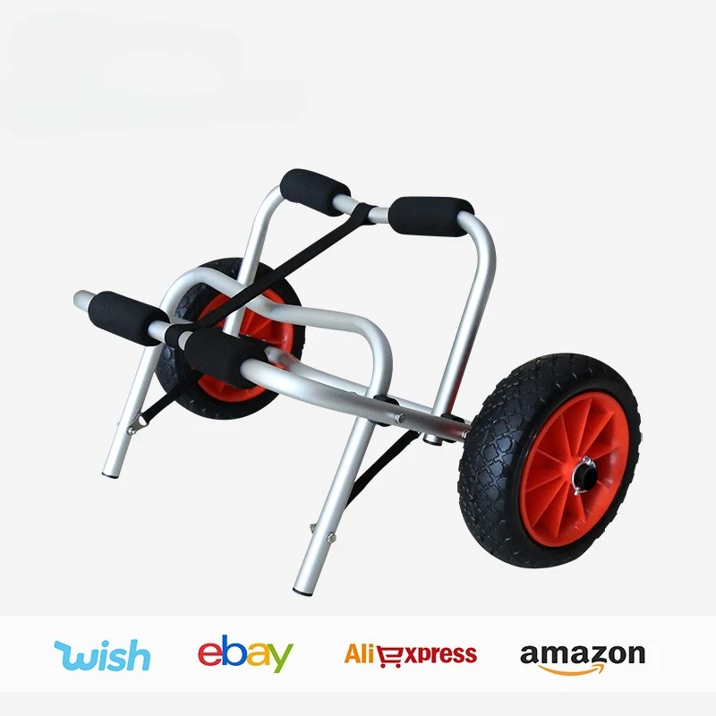 

KOETSU Kayak Aluminum Alloy Folding Trailer Hard Plastic Paddle Board Hand Pull Cart Strap Type Adjustable FRP