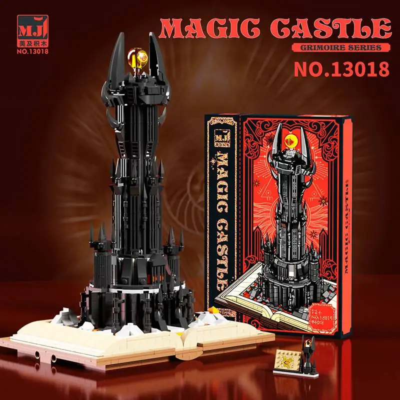 

969PCS Gastle on Book Lord Rings Sauron Eye Black Tower Building Blocks with Light Assemble Brick Collection Toy Boy Kids Gifts