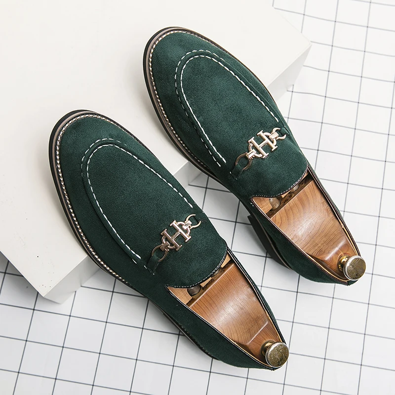 Classic New Style Men\'s Suede Shoes Fashion Men\'s Casual Shoes Soft Soled Men\'s Loafers Business Leather Shoes Big Size:37-47
