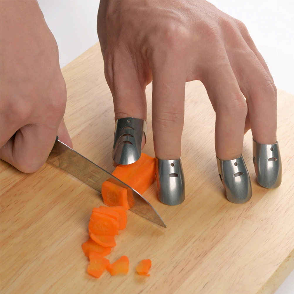 

4 Pcs Finger Protector Guards for Cutting Food Slicing Stainless Steel Adjustable Kitchen Safety Tool Hand Chopping Protectors