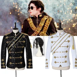 Nowa Michael męska odzież modna slim MJ Michael Jackson płaszcz do tańca cekinowy garnitur kurtka sceniczna kostiumy dla piosenkarzy kostium