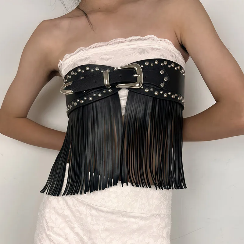 spring-summer-retro-western-cowboy-riveted-tassel-leather-belt-fashionable-wear-matching-accessories-bohemian-waist-waist-cover