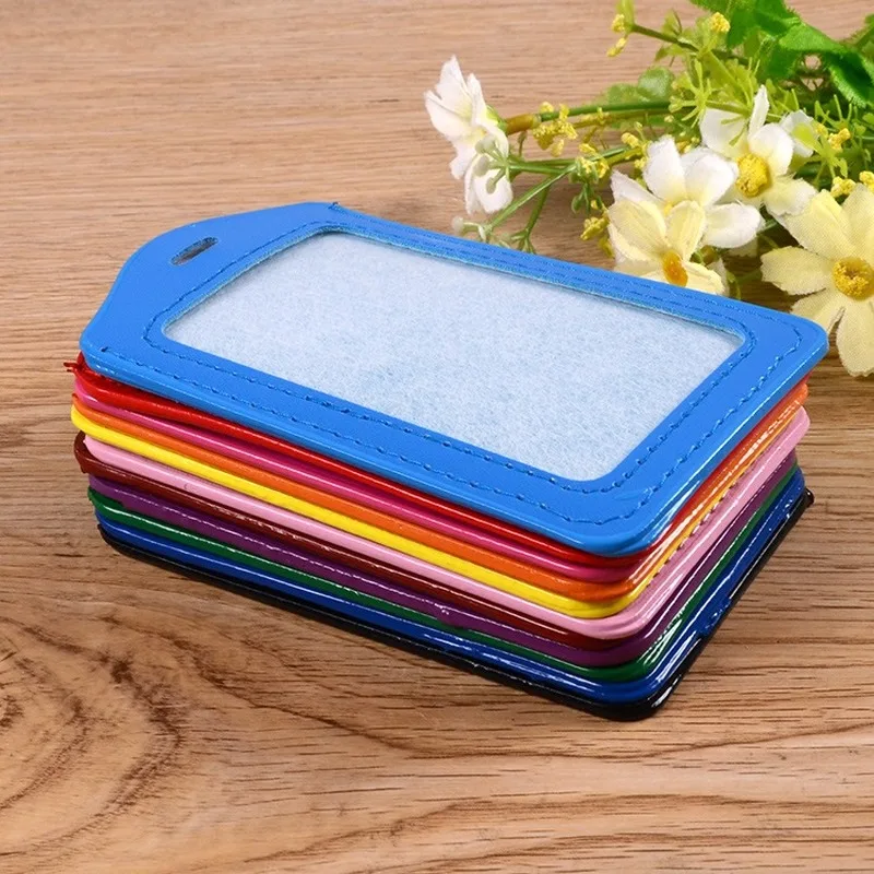 PU Leather ID Badge Holder Pass Chest ID Badges Cover Case Pass Staff Work Card Sleeve Badges Sleeve for Employees Nurses