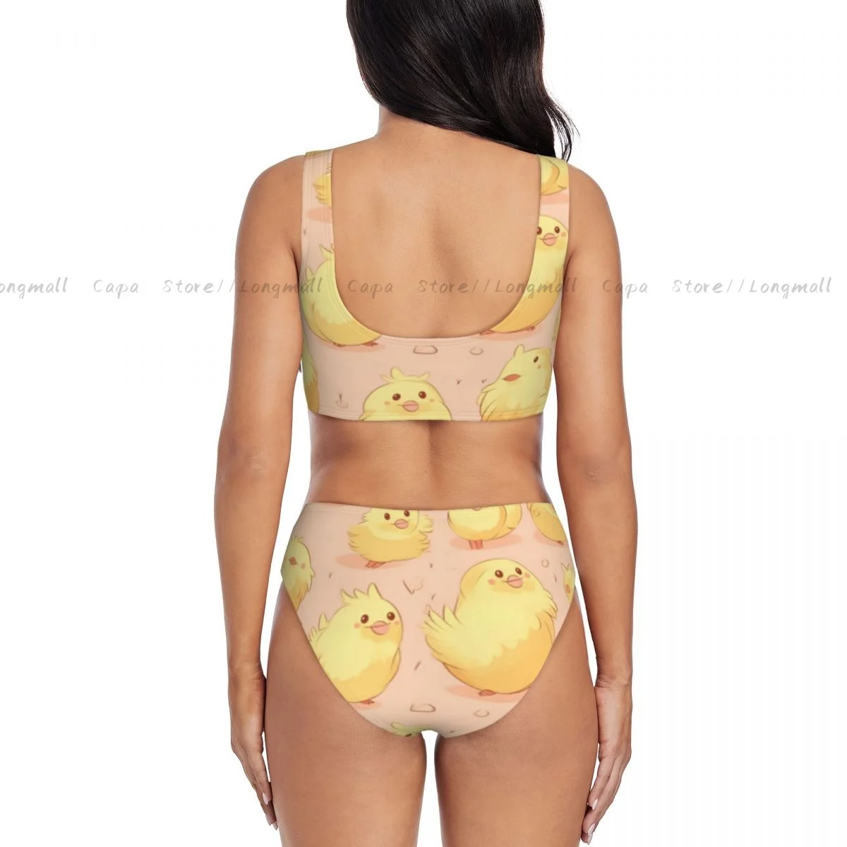 Conjunto de bikini sexy lindo pollo amarillo mujeres traje de baño de 2 piezas estilo transfronterizo