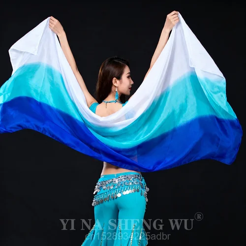 Imagen 2 del producto 100% chal de seda para danza del vientre, chales, velo de seda para danza del vientre, bufandas para la cara, bufanda lanzada a mano personalizada, gradiente negro, rojo y blanco