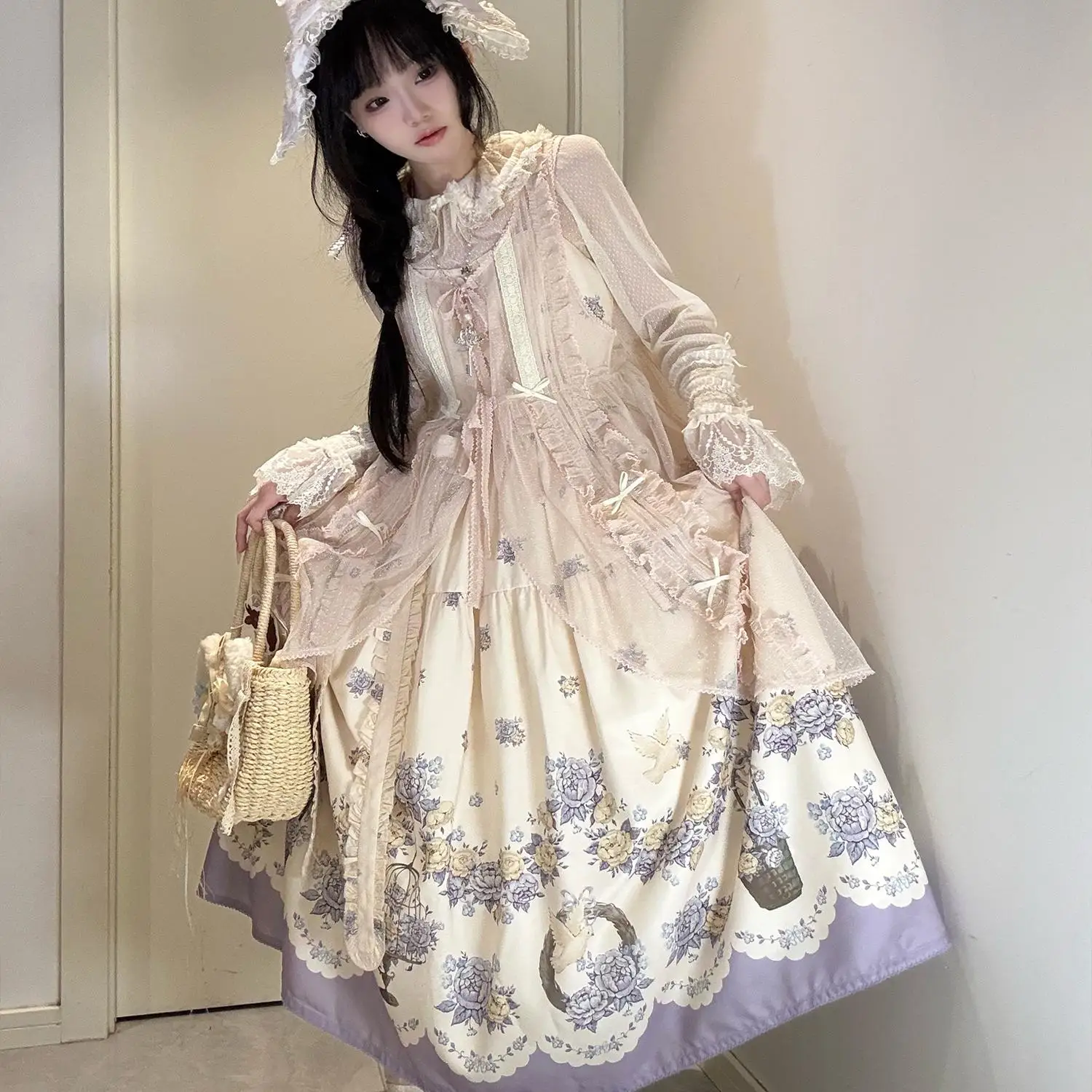 

~Floral and Bird Series~Classic Lolita JSK Suit Floral Print Dress by DreamWhale