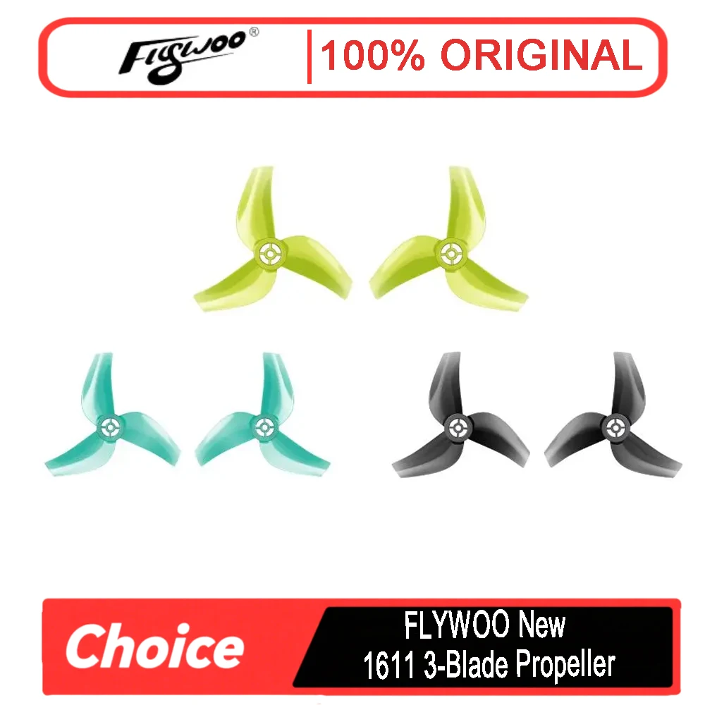 FLYWOO 新型 1611 3枚羽プロペラ - 1.5mm シャフト、8個パック (Flylens 75 / Flybee 16用)
