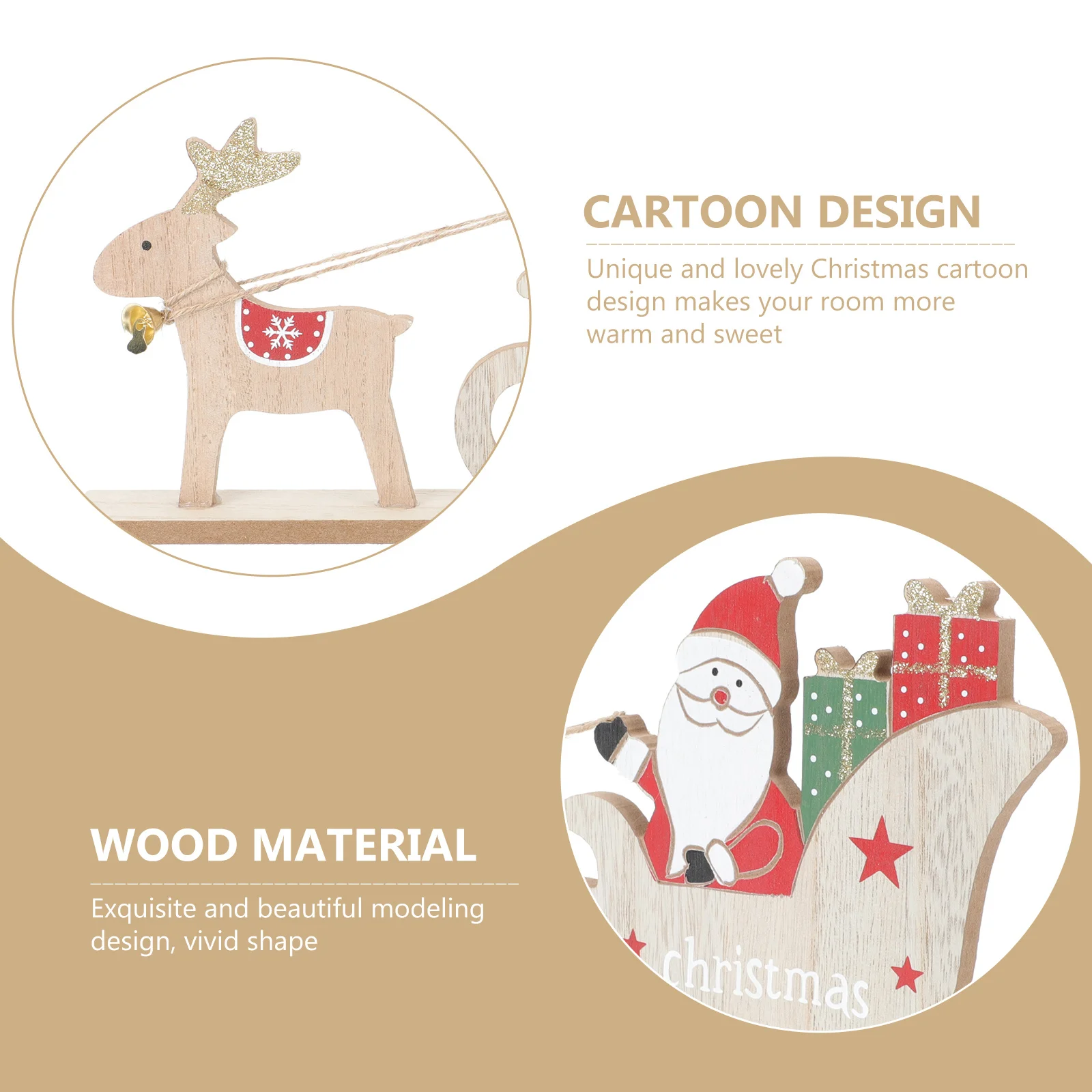 

1Pcs Christmas Elk Wooden Desktop Ornament Cartoon Adornment Home Decoration Xmas Festival Table Supply Xmas Decor