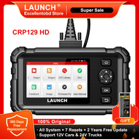 New LAUNCH X431 CRP129 HD Car Full System Diagnostic Tools Support 12V Cars 24V Trucks 7 Reset Functions 2 Years Free Update