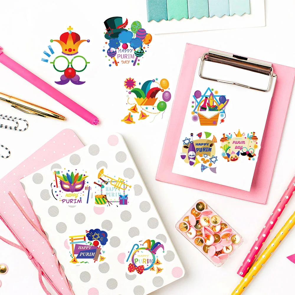 500Pcs/roll Purim Stickers Aesthetic Motorcycle Phone Home Decoration Gift Wrapping Bicycle Graffiti Waterproof Design Sticker