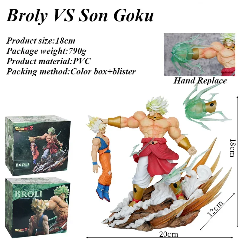 Broly VS Goku Figuras, Anime Dragon Ball Statue, Gk Son Goku, Figurinhas de PVC, Brinquedo de Coleção, Enfeites, Presentes, 18cm