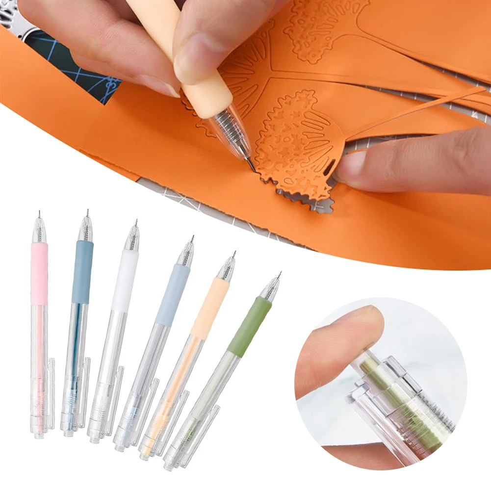 Colorful Press-Type Paper Cutter Pen Portable Practical Paper Carving Tool For Paper Carving