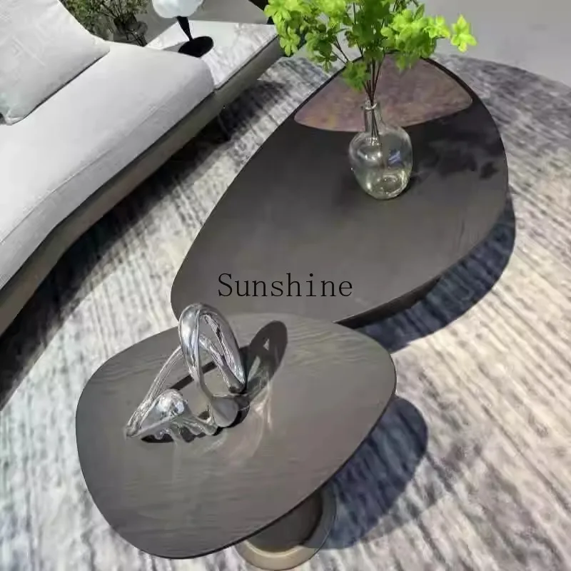 Italian minimalist modern high and low combination splicing melon seed-shaped living room special-shaped coffee table