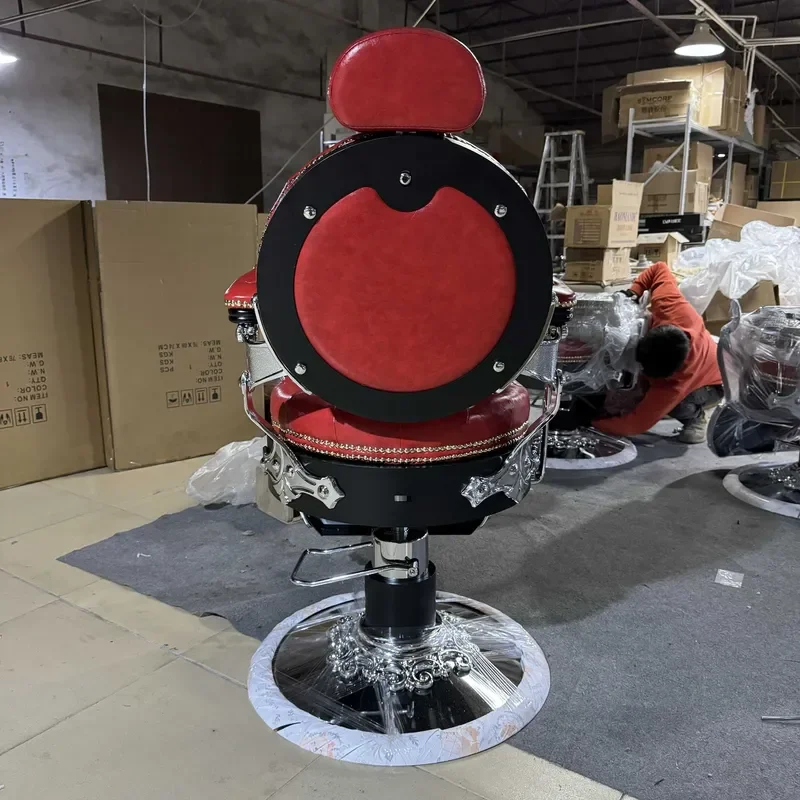 Vintage European Barber Chair Reclining Hydraulic Salon Seat for Hair Cutting Styling Shop Furniture