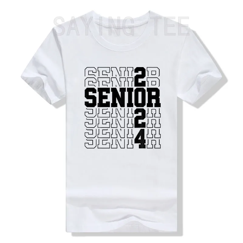 Funny Senior Graduation Gift Class of 2024 Senior Boys Girls T-Shirt Back To School Graduate Tee Top Letter Print Sayings Outfit