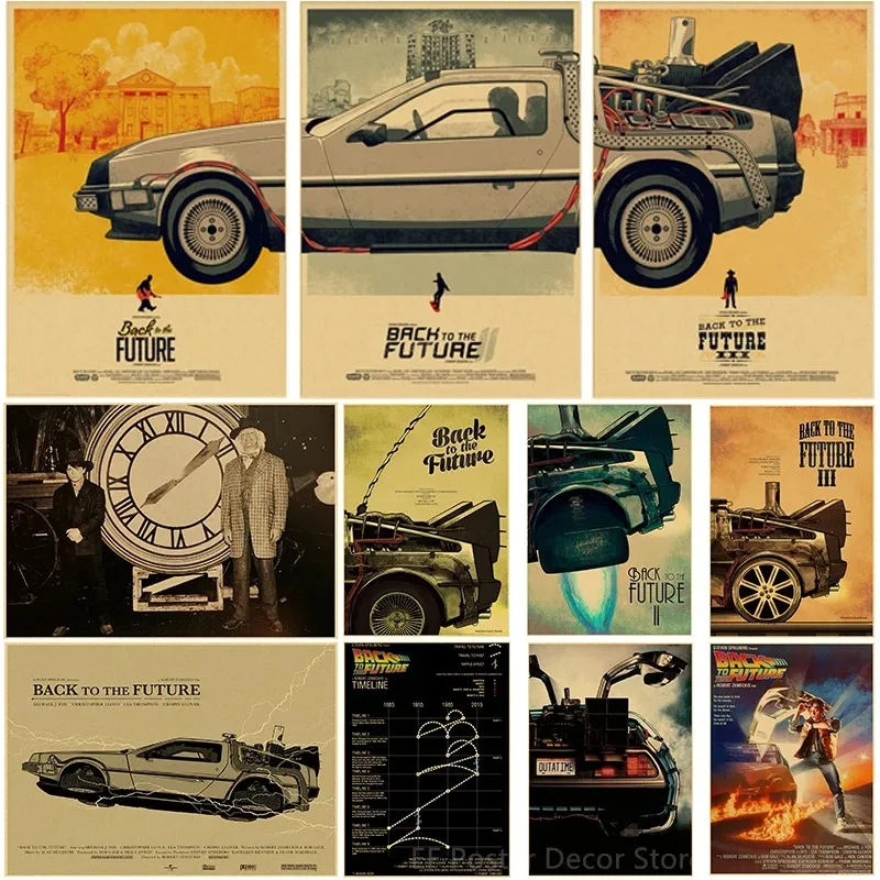 Buy Three Get Four Vintage Back To The Future 1 2 3 Movie Poster Prints Classic Film Home Room Art Wall Decor Car Retro Painting