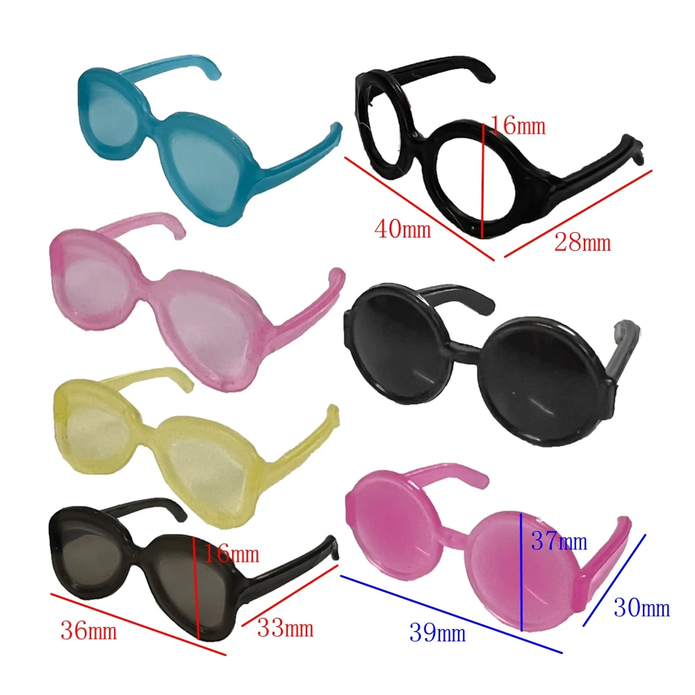 20 Pcs/ Bag Mix Colour  Glasses Fashion Dollhouse Colourful Glasses For Barbie Doll Accessories Baby Toys Girls Party Gift JJ