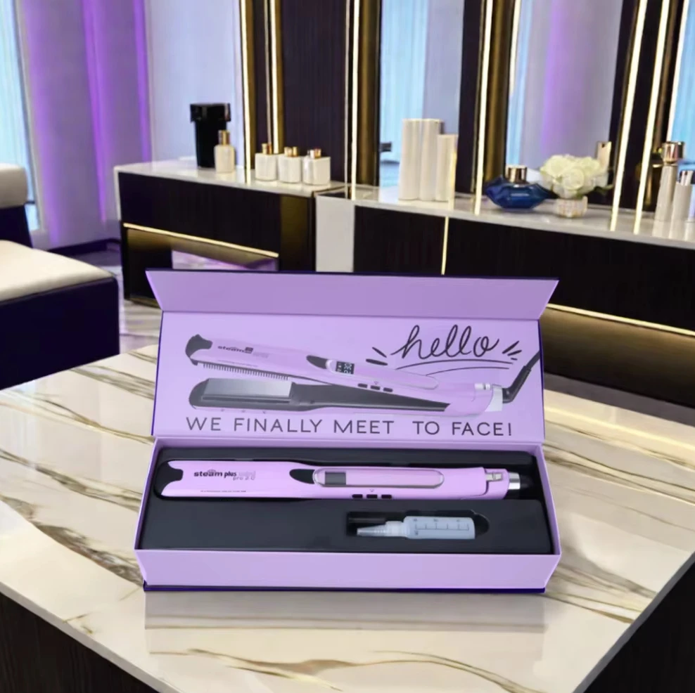 Zz Electric Steam Hair Brush Tourmaline Titanium Flat Iron Ceramic Professional Steam Hair Straightener view 2