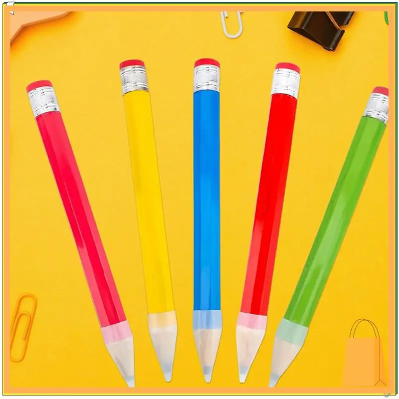 

L53A-15 Pack 14 Inch Wooden Jumbo Pencils With Cap Funny Novelty Inspirational Giant Wood Pencils For Kids
