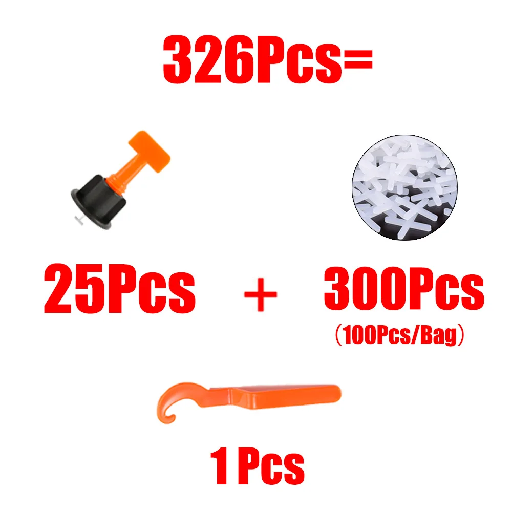 300+25+1 Pcs Tile Leveling System for Tile Laying Level Wedges Alignment Spacers for Leveler Locator Spacers Plier Flooring Wall